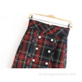 Woolen Multi Plaid A-Line Mini Short Womem Rok